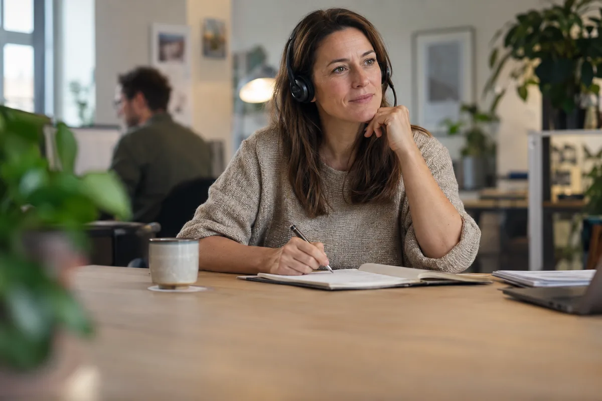 Healthcare research professional listening during a conversation