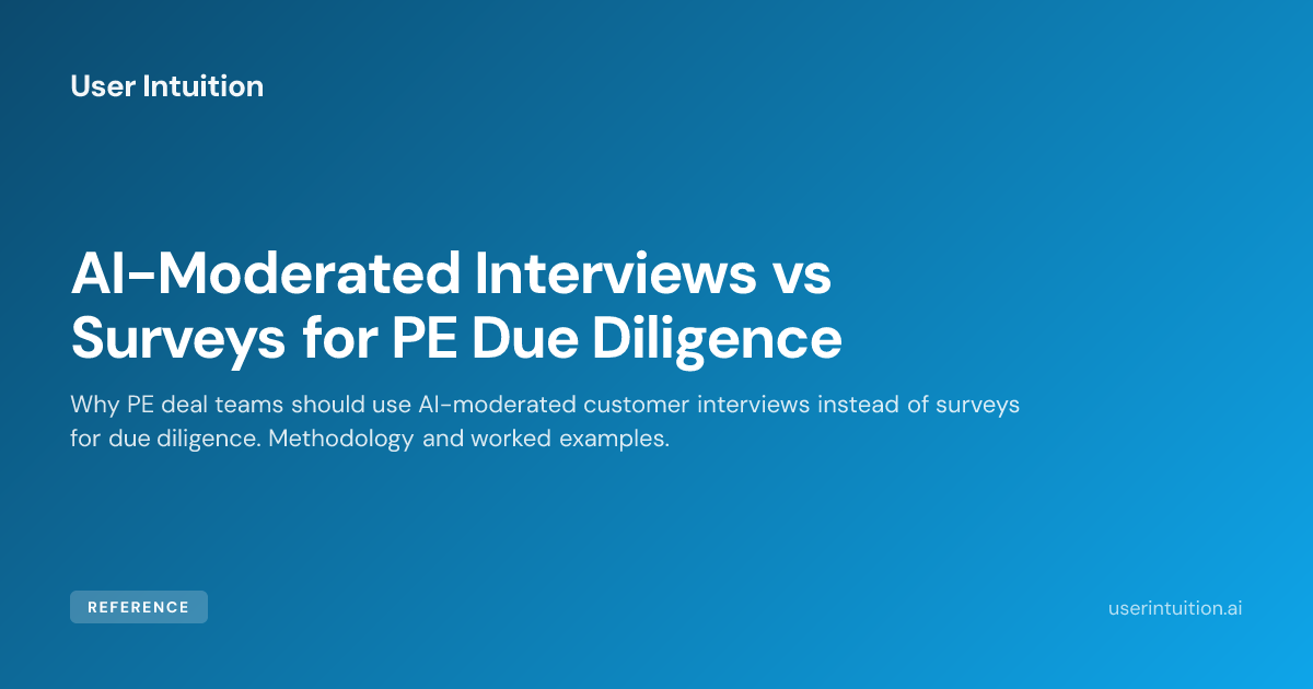 AI-Moderated Interviews vs Surveys for PE Due Diligence