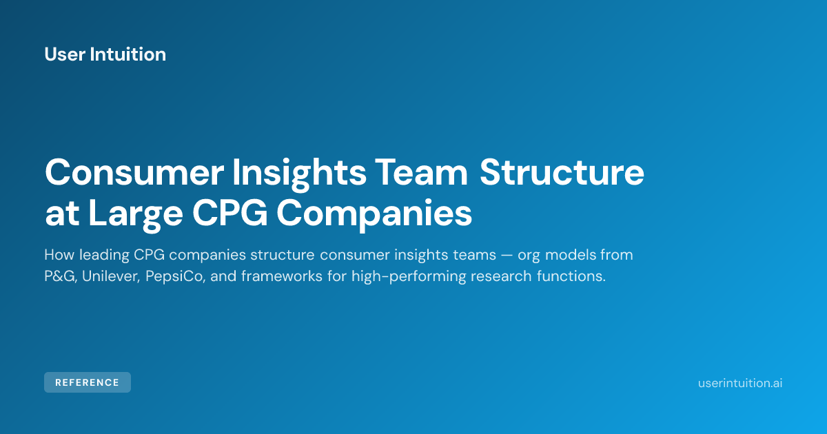 Consumer Insights Team Structure at Large CPG Companies