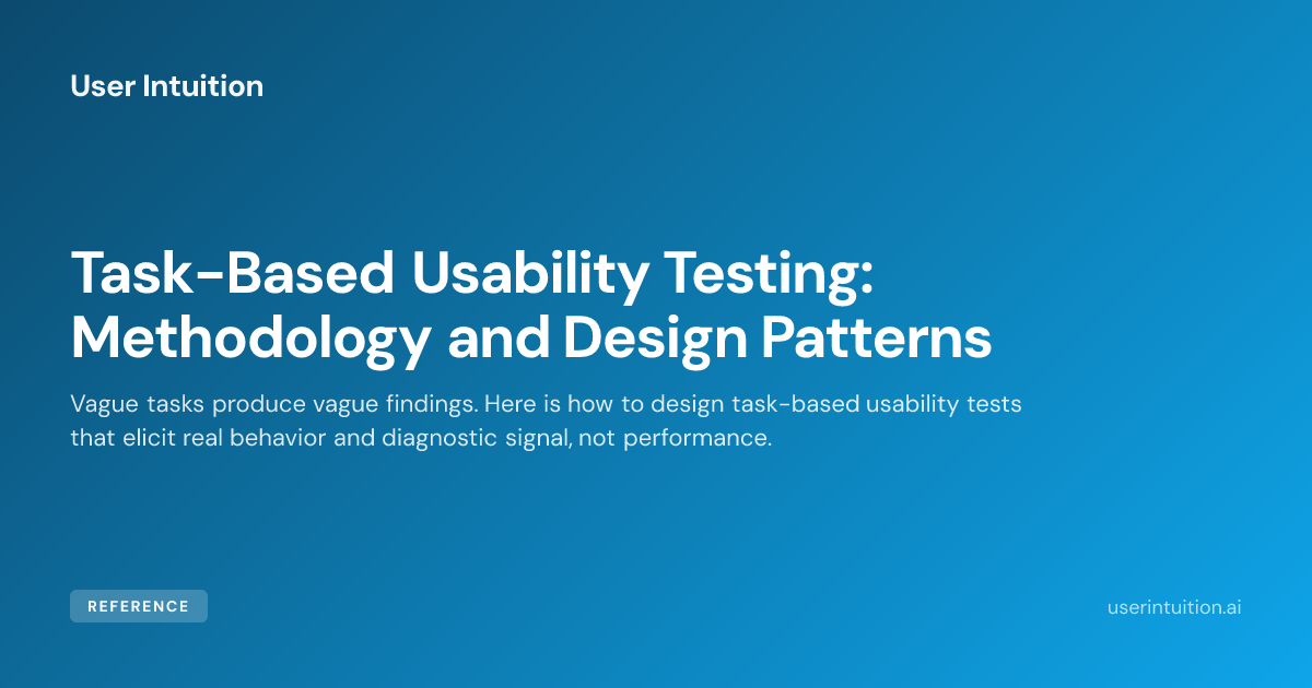 Task Based User Testing Task-Based Usability Testing: Methodology and Design Patterns